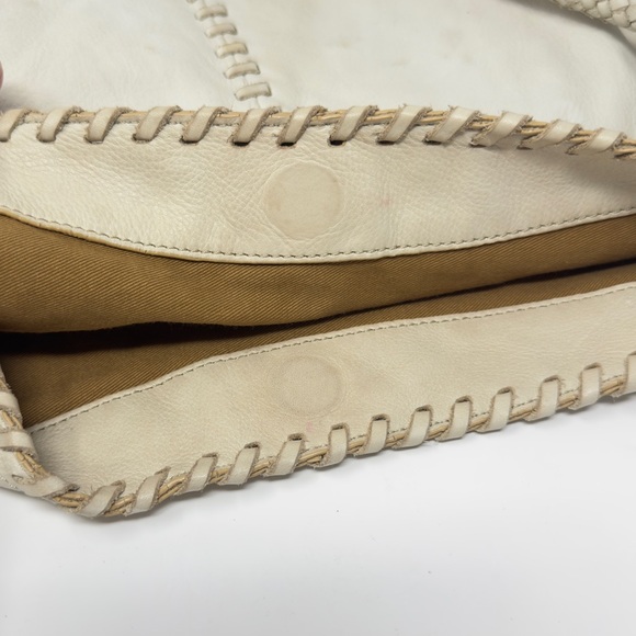 Large off white vintage ralph lauren leather bag with logo tassel - Picture 13 of 13